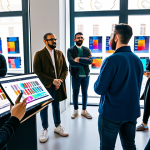 Home 13 NFT Community Event**
"A diverse group of people, fully clothed in stylish but modest Italian fashion, gathered in a modern, brightly lit co-working space in Milan, Italy, discussing digital art and blockchain technology. Some are looking at tablets displaying NFT art. Background includes colorful posters and monitors showing crypto charts. Safe for work, appropriate content, professional, family-friendly, perfect anatomy, correct proportions, natural pose, well-formed hands, proper finger count, natural body proportions, high quality."
**